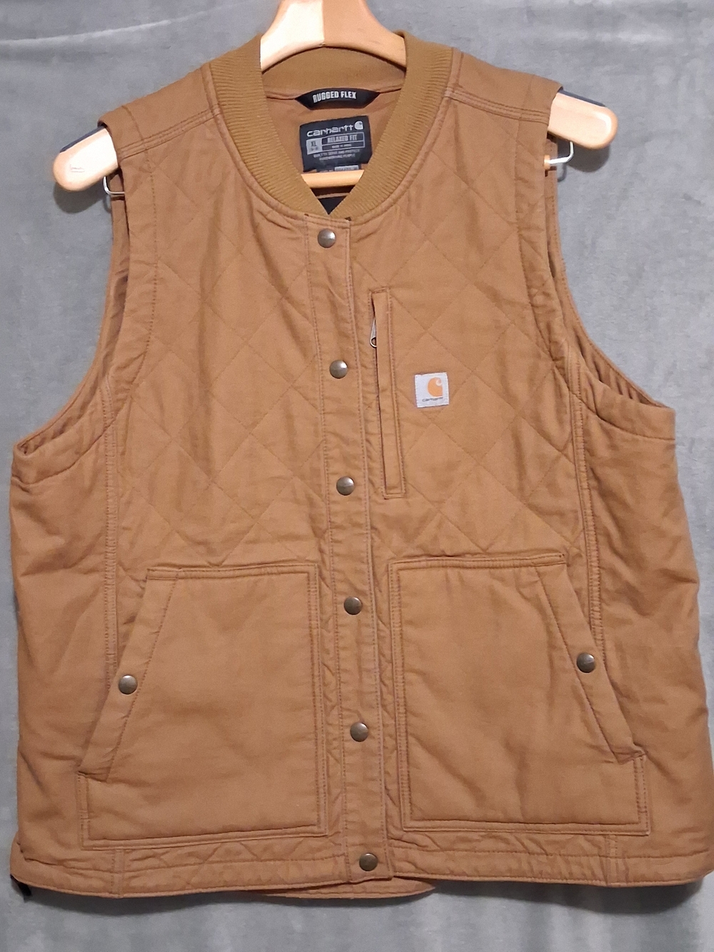 Carhartt Womens XL 16-18 Insulated Relaxed Fit Quilted Work Vest in Brown